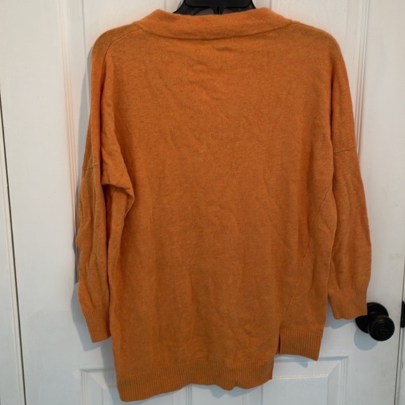 Atmosphere v-neck split him drop shoulder orange sweater wool blend - Picture 4 of 4